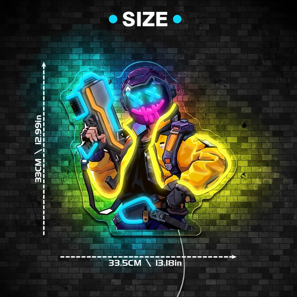 Neon Marksman LED Wall Art - UV Printed USB Powered Sniper Shooter Neon Sign for Game Room, Bar, Man Cave & Bedroom Wall Decor (Colorful / Yellow Sharpshooter) - product image 8