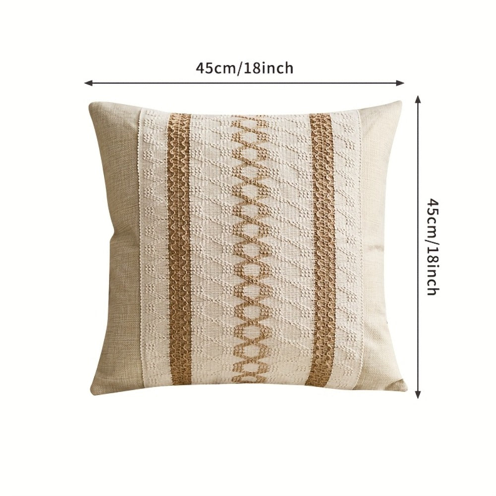 Throw Pillow Covers 2 Pack Boho Geometric Brown Beige 18x18 – Bohemian Decorative Pillow Cases with Zipper Closure – Soft Polyester Cushion Covers for Sofa Couch Bedroom Living Roo - product image 4
