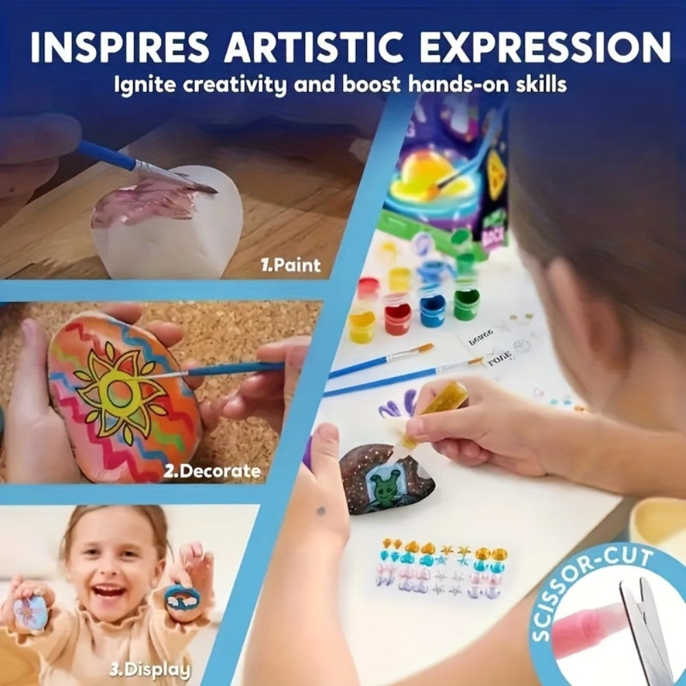 Graffiti Puzzle Outdoor Art Craft Activity Kit Non-Toxic Screen-Free Creative Birthday Party Gift for Boys Girls Ages 5+ – Stone Painting Set Glow in the Dark for Kids