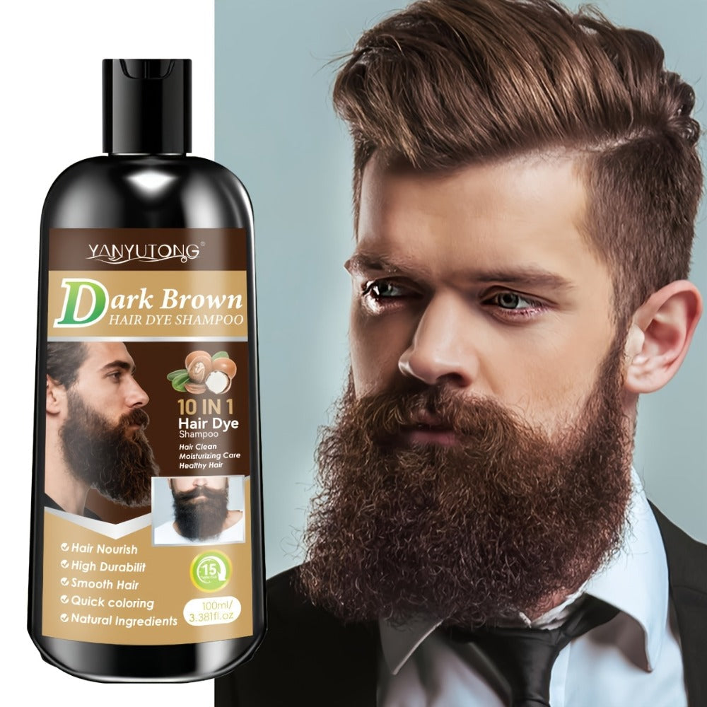 Color Shampoo for Beard & Hair — Natural Plant Dye Formula, Ammonia-Free Quick Gray Coverage, Gentle Scalp-Safe Conditioning Hair Color Shampoo | 3.38oz | Black, Dark Brown & Chest - product image 4