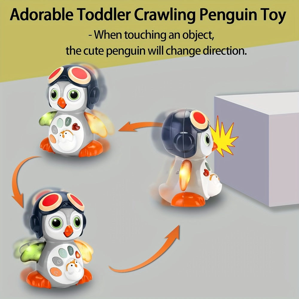 Interactive Tummy Time Learning Toy for Infants 6-12 Months, Sensory Light Up Dancing Penguin, Perfect Easter Basket Stuffer & Baby Gift | Baby Crawling Penguin Musical Toy with Music, Lights & Movement