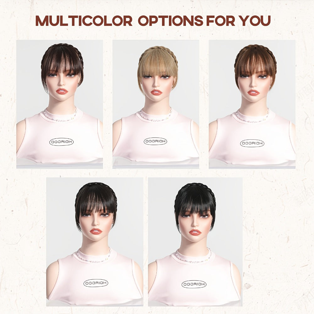 Headband Hair Extension with Bangs Synthetic — Women's Clip-On Fringe, 4 Colors: Black, Reddish Brown, Light Brown, Khaki, 4 Inch, Cosplay, Halloween & Party - product image 10