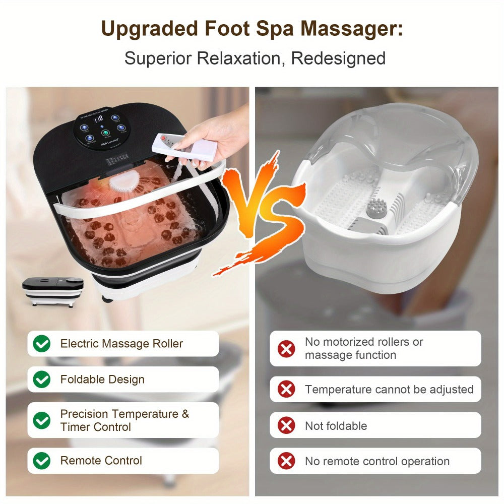 Foldable Foot Spa Bath with 20 Massage Rollers – Touchscreen Temperature Display, Remote Control & Shower Sprayer | Space-Saving Electric Foot Soak Tub for Home Relaxation, Heartfe - product image 2