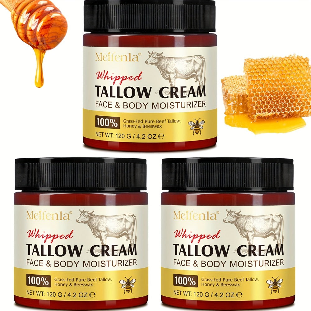 Whipped Tallow Cream 120g Grass-Fed Beef Tallow Honey Beeswax Moisturizing Face Body Hand Cream All Skin Types No Artificial Fragrance Skin Barrier Support - product image