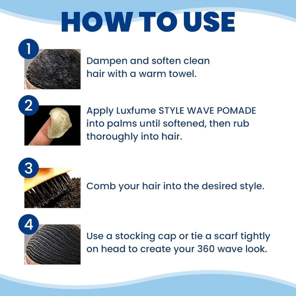 Wave Pomade 2-Pack Strong Hold & No Grease for Men - Easy Water Rinse, Perfect for Creating & Reinforcing 360 Waves, Non-Greasy Daily Hair Styling Cream, 2pcs Value Set - product image 9