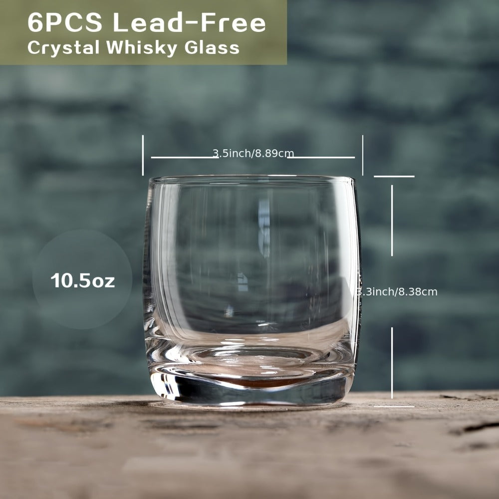 Whiskey Glasses Set of 6 – Premium Crystal Bourbon Rocks Glasses 10.5oz, Clear Drinking Glasses for Scotch Cocktail Whisky Juice, Dishwasher Safe Glassware, Father's Day Gift for M - product image 3