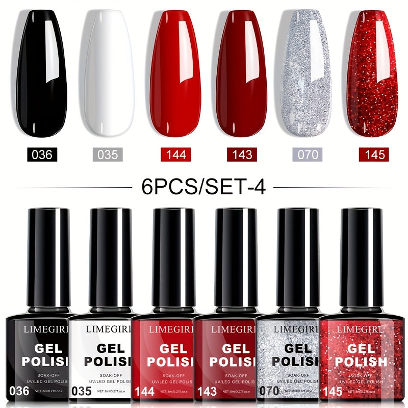 Soak-Off Gel Nail Polish Set 6pcs Hypoallergenic - Fall & Winter Glitter and Solid Colors UV LED Long-Lasting Toxin-Free DIY Nail Art Kit for Women, Home Manicure, Christmas Gift f - product image 18