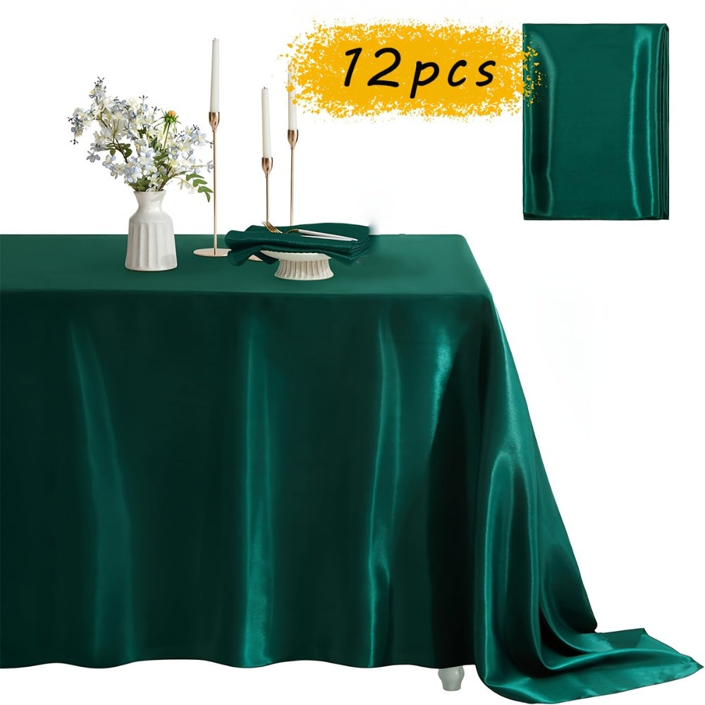 Satin Tablecloth 12pcs 57"x102" Rectangular Silky Smooth Fabric Table Cover for Wedding Banquet Birthday Party Holiday Event - product image 16