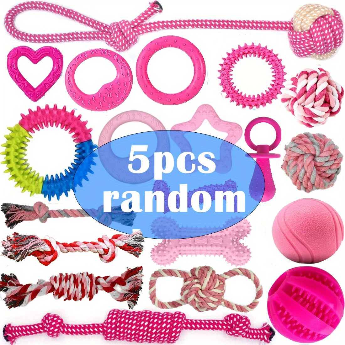 Puppy Teething Chew Toys Pink Bundle 5 or 8 Pack Soft Dog Toothbrush Toy & Interactive Chew Balls for Small Dogs – Cute Puppy Toy Set for Teething Relief - product image 2