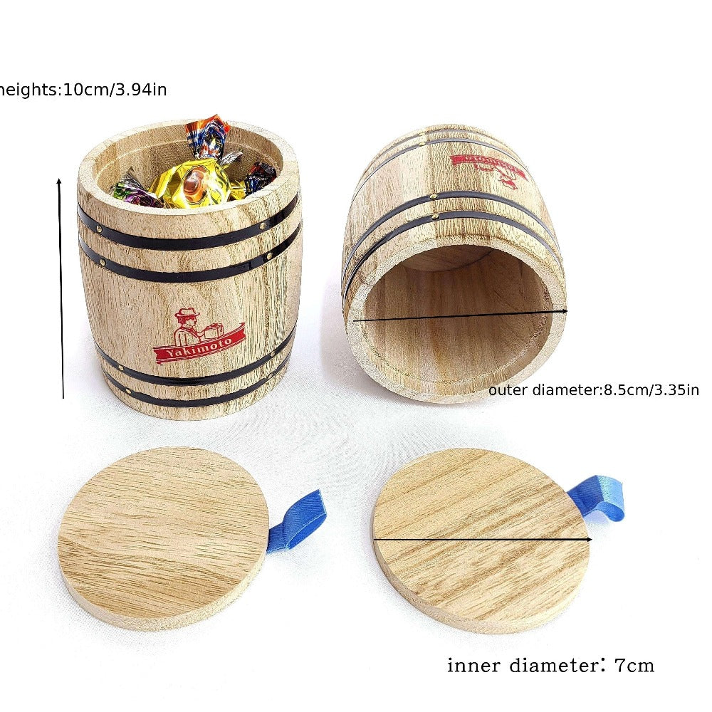 Wooden Barrel Storage Jar with Lid – Rustic Mini Desktop Organizer for Coffee Beans, Sugar, Candy, Keys, Coins & Jewelry | Vintage Handcrafted Trinket Box | Retro Home Office Decor - product image 18