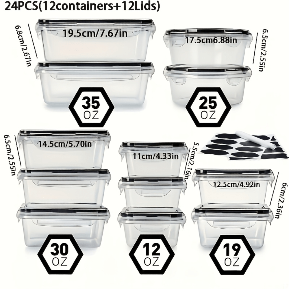 48 pcs Set, Including 6/12/24 Boxes and 6/12/24 Lids Food Storage Box Set, Refrigerator Storage Box Sealed and Leak-Proof, Bpa-Free, Reusable Lunch Box with - product image 4