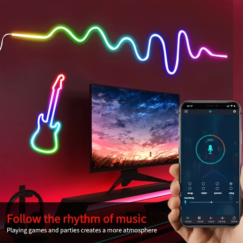 LED Neon Rope Light IP65 Waterproof – RGB Color Changing Light Strip, App & Remote Control, Music Sync, Silicone Neon Light for Bedroom, Gaming Room, Indoor & Outdoor Decoration (3 - product image 4