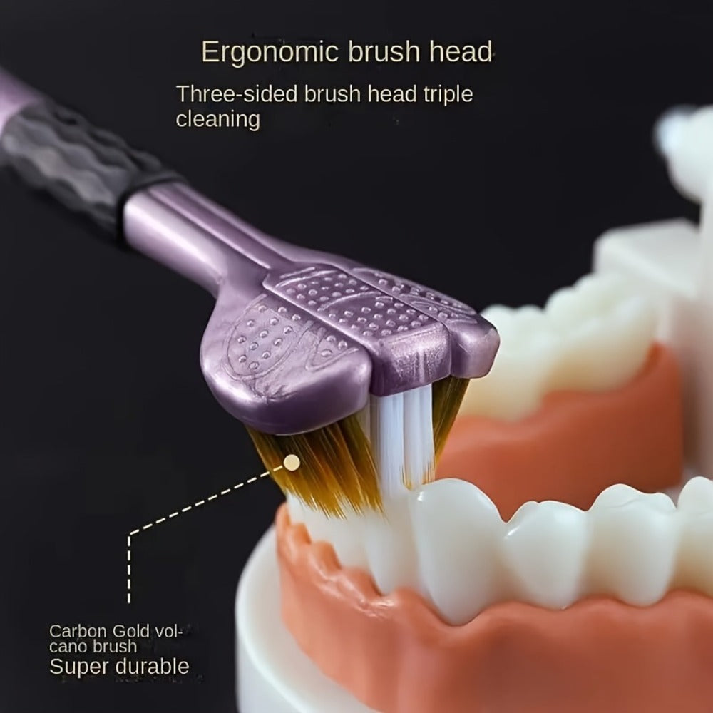 360 Toothbrush 2-Pack – Three-Head Design with Soft & Hard Nylon Bristles, 360° Cleaning, Tongue Coating Removal, Seamless Design for Braces, Bridges & Implants, Fresh Breath Oral  - product image 4