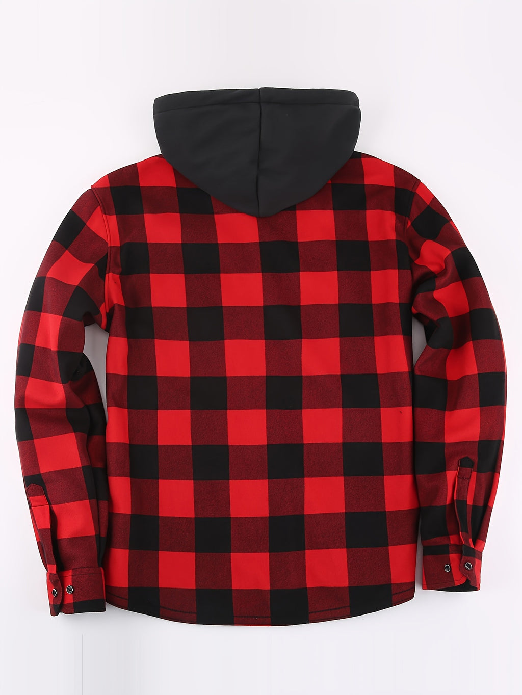 Men's Plaid Hoodie - Casual Long Sleeve Polyester 100% with Button Detail, Regular Fit, Slight Stretch, Woven Placket - Autumn and Winter Warm Leisure Sports - product image 6