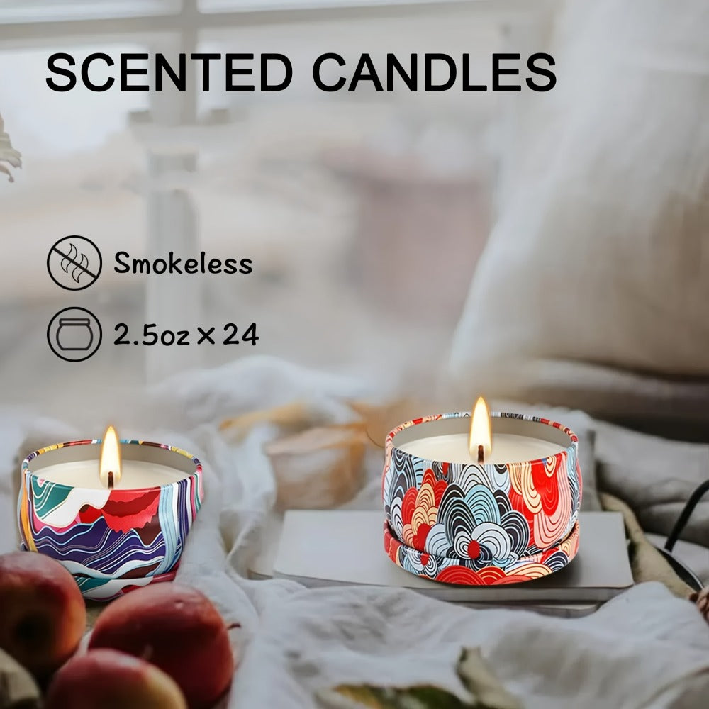 Scented Candles Set of 24 – Soy Wax Candles with Essential Oils, 2.5 Oz Travel Size Candle Gift Set for Women, Rain Scent for Home Decor, Aromatherapy, Birthday, Valentine's Day &  - product image 6