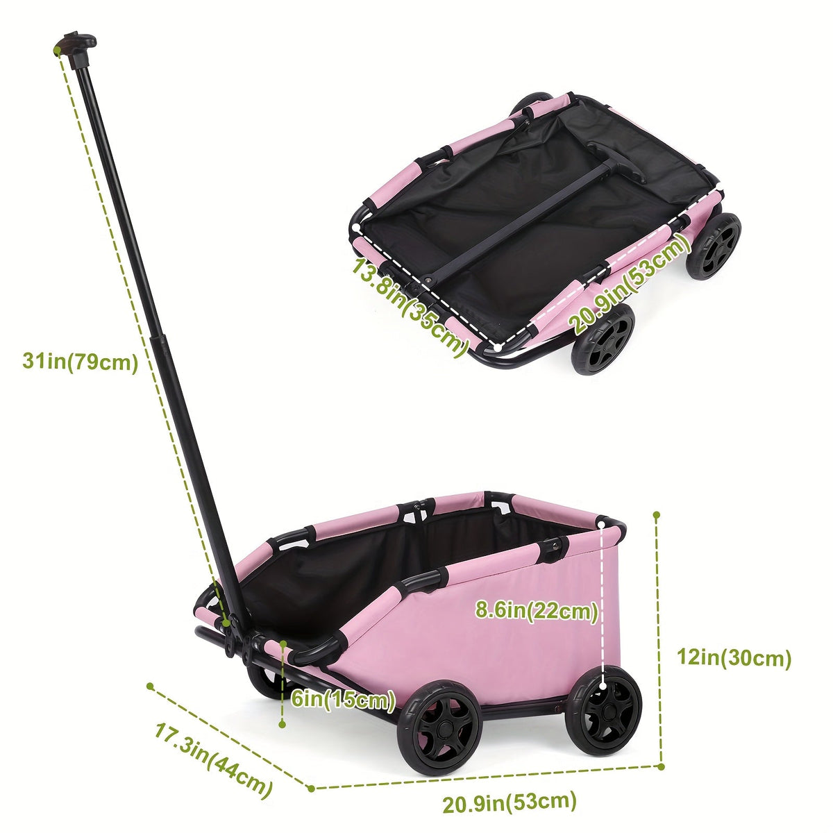 Pet Stroller for Small Dogs & Cats Foldable Mini Dog Wagon with Extendable Pull Handle, Built-In Cushion, Safety Rope & Storage Bag | Featherlight Travel Cart - product image 5