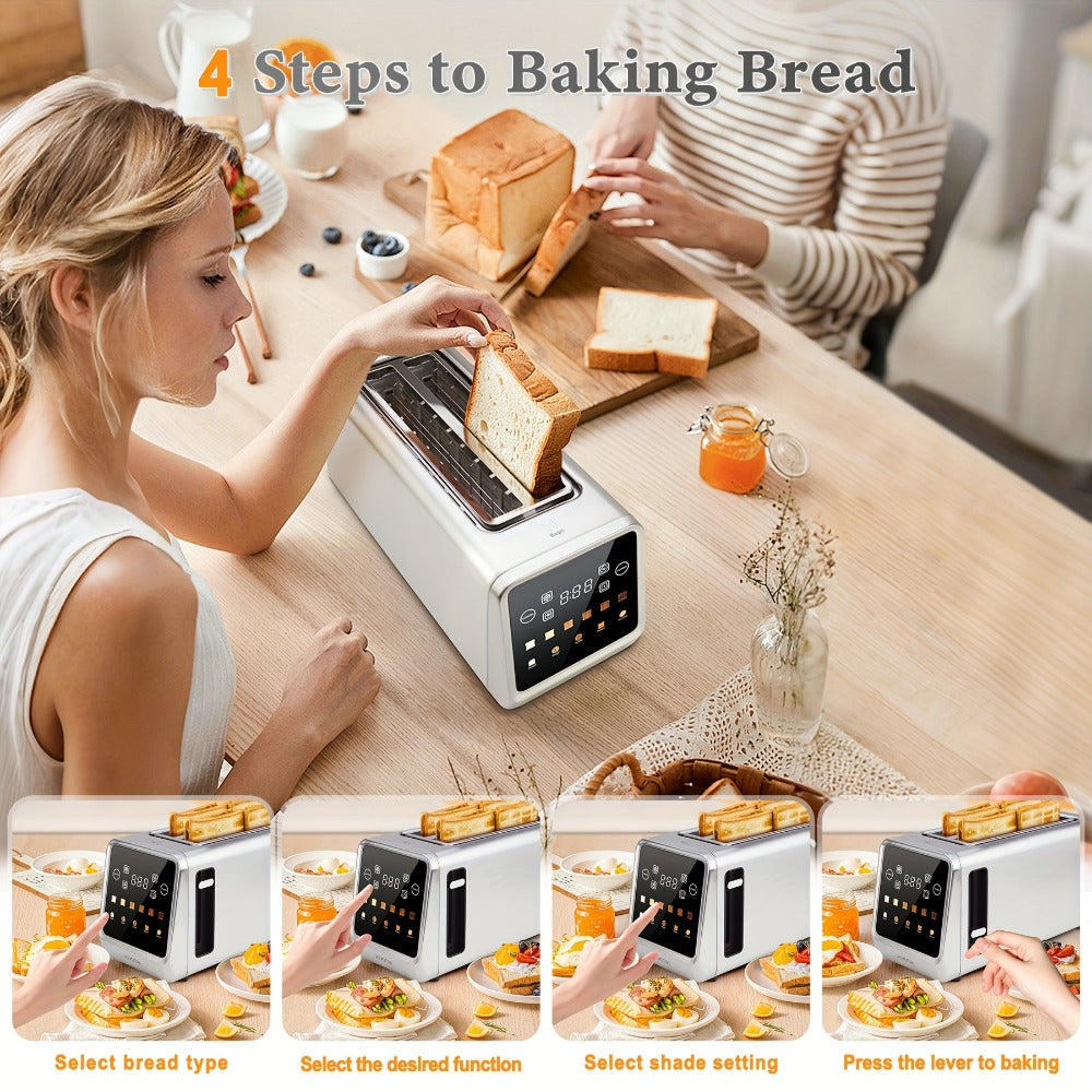 4-Slice Toaster Long Slot Stainless Steel – Touch Screen LED Display, 1.5" Wide Slots, Countdown Timer, Memory Function, Dual Control, 6 Shade Settings - product image 4