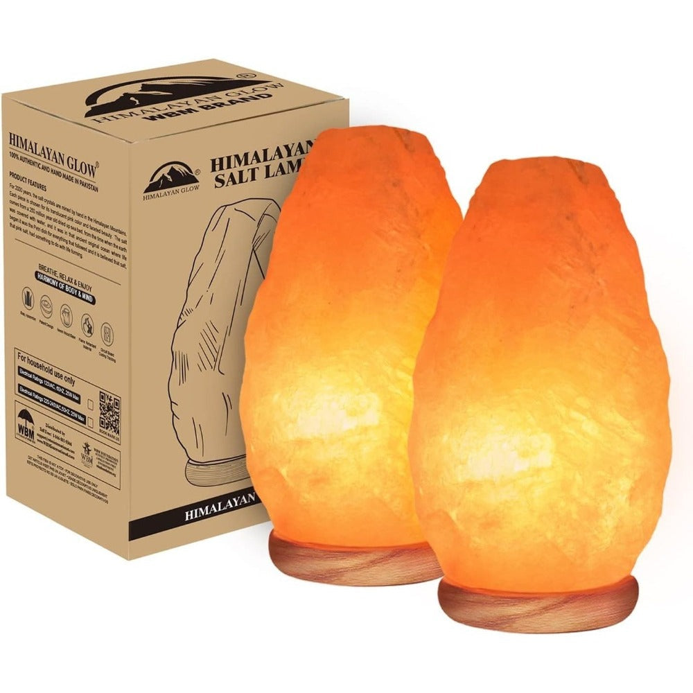 Himalayan Salt Lamp Set of 2 – 4-7 lbs Natural Pink Crystal Salt Lamps with Neem Wood Base & USB Dimmer Switch, Warm Soothing Glow for Bedroom Relaxation Yoga Meditation Home Decor - product image