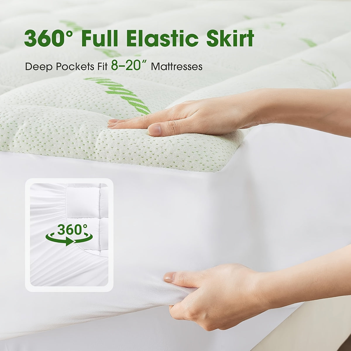 Mattress Topper Viscose Derived from Bamboo, Soft Mattress Topper Quilted Fitted Mattress Pad, Pillow Top Mattress Cover with Deep Pocket Up to 21 Inches - product image 3