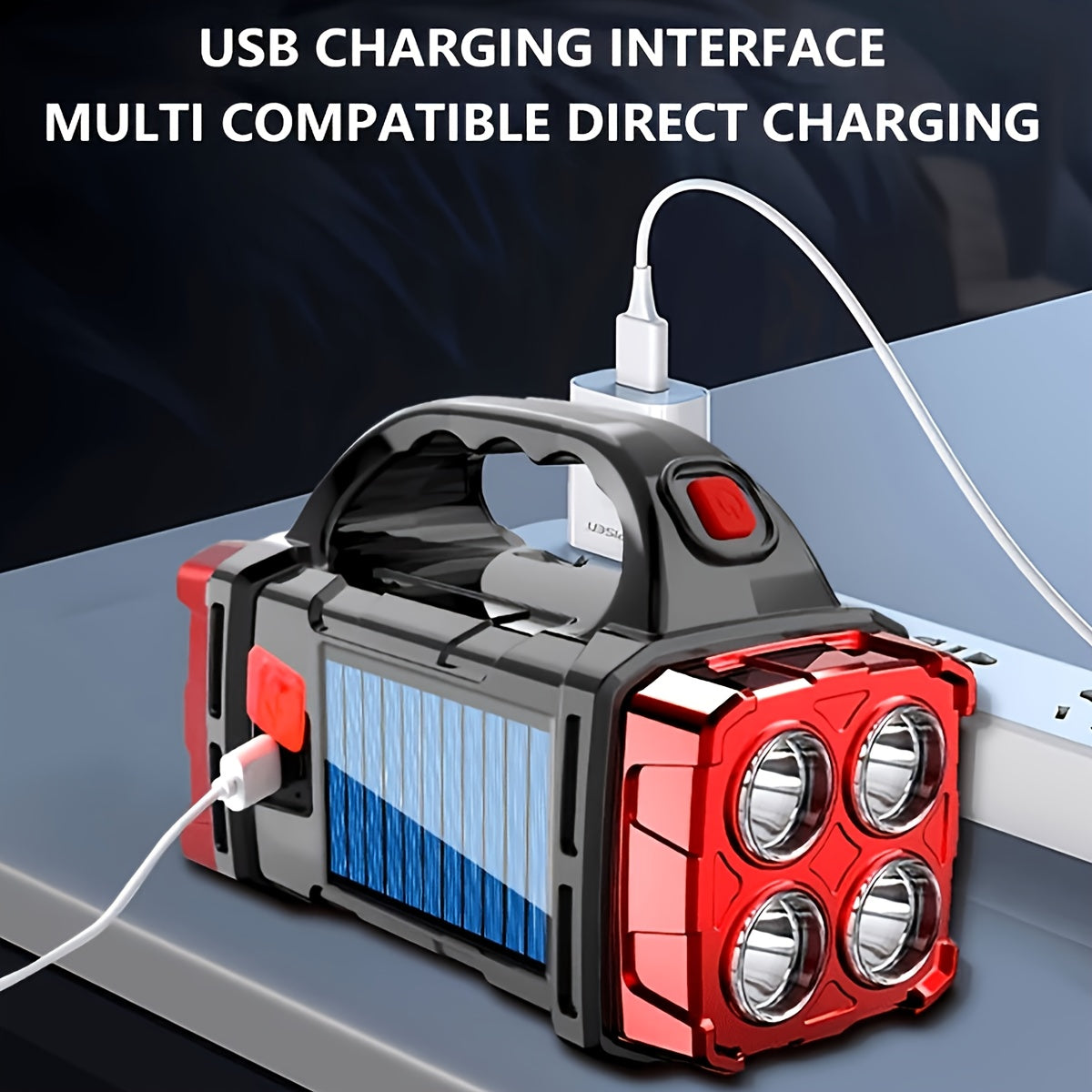 Rechargeable Solar Flashlight 2000 Lumen LED Torch with Power Bank USB-C Charging for Camping Hiking Outdoor Emergency for Patio & Backyard Use