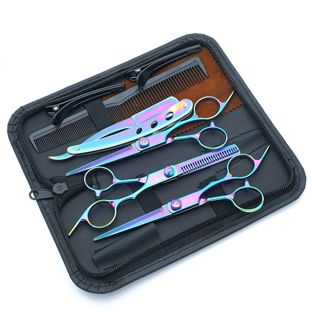 Hair Cutting Scissors Set 6 Inch Stainless Steel with Thinning Shears & Barber Comb – Colorful Professional Hairdressing Shears Kit for Men Women Salon Home - product image 6
