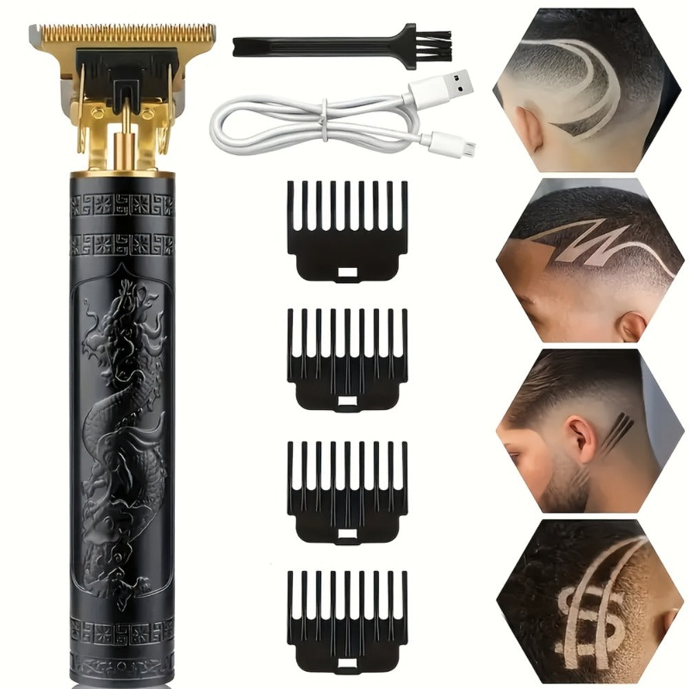 Beard Trimmer for Men USB Rechargeable Zero Contour Precision Edger Lithium Battery — Hair Clipper with Limit Comb ABS Body for Beard Facial Hair Body Grooming, Gold Black Bronze H - product image 9