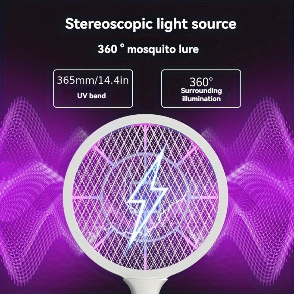 Electric Mosquito Swatter Racket Bug Zapper with LED Night Light & USB Charging, Handheld Insect Killer with Base Stand, Dual Mode Mosquito Lure Lamp for Home, Office & Outdoor Use - product image 8