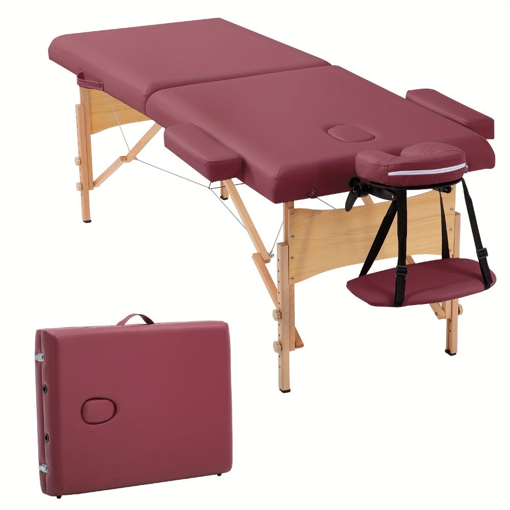 2-Fold Portable Massage Table with Face Cradle & Carrying Bag — Adjustable Height PU Leather Lash Bed for Spa, Tattoo, Esthetician & Home Use, 6 Colors, 2 Sizes - product image 10