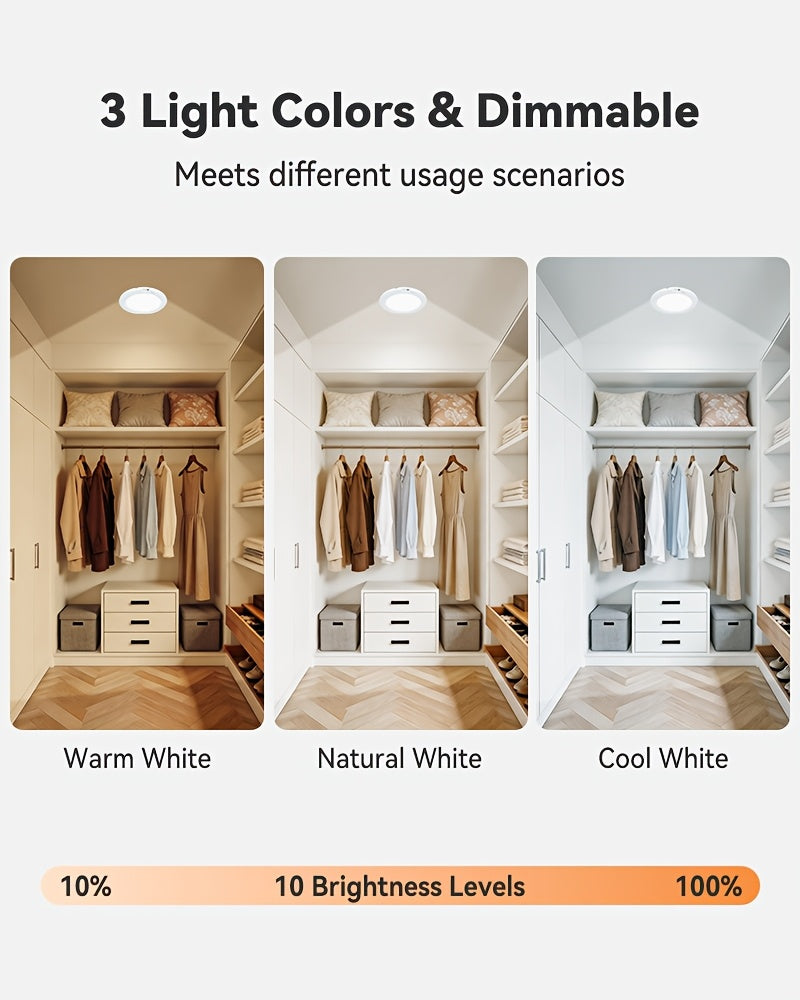 2pcs Rechargeable LED Induction Ceiling Light, 3-speed Lighting Mode, Motion Sensor With Remote Control, Magnetic Design, Easy Installation, 5500mAh Large - product image 12