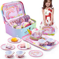 Pretend Play Pink Tin Teapot with Cups, Plates & Carrying Case, Magical Rainbow Design, Birthday Christmas Gift for Kids Ages 3+ | Unicorn Tea Party Set for - product image 16