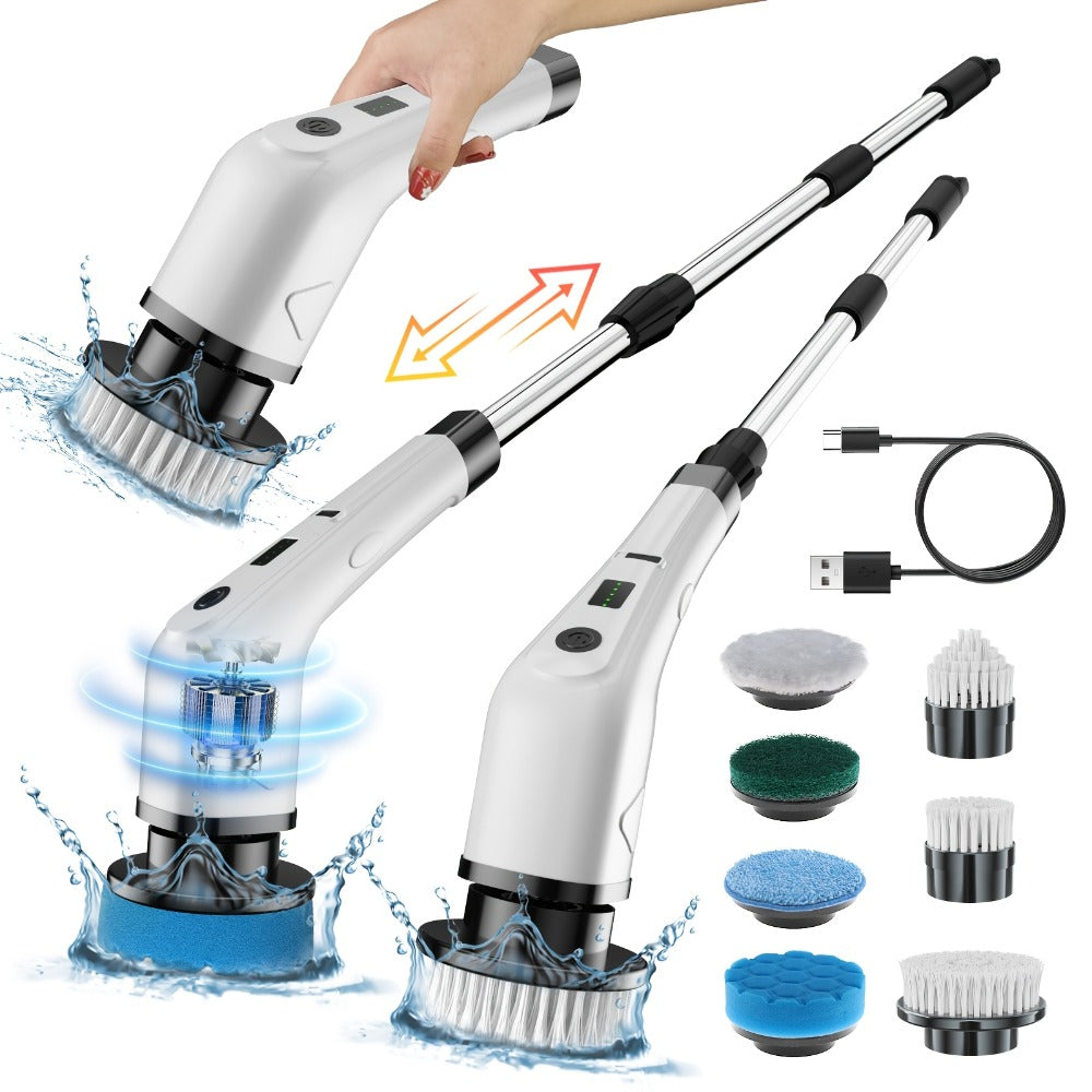 Telescopic Electric Cleaning Brush with Long Handle, 7-in-1 & 14-in-1 Multifunctional Power Scrubber Kit, Replaceable Brush Heads, Household Floor Kitchen Bathroom Tile Grout Scrub - product image