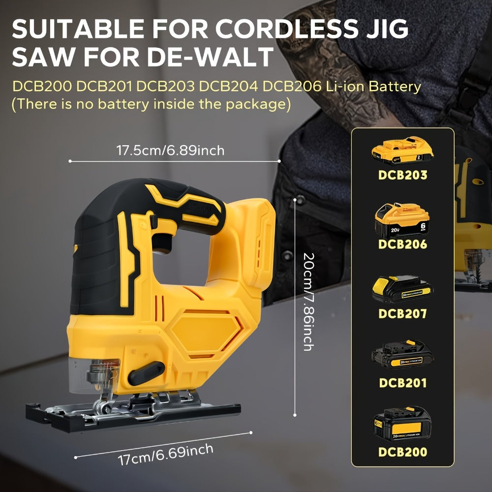 Cordless Jigsaw Compatible with DeWalt 20V Battery - Variable Speed 0-2700 RPM, 80mm Cutting Depth, LED Work Light, 0°-45° Bevel, 3 Orbital Settings for Wood Metal PVC Cutting - product image 6