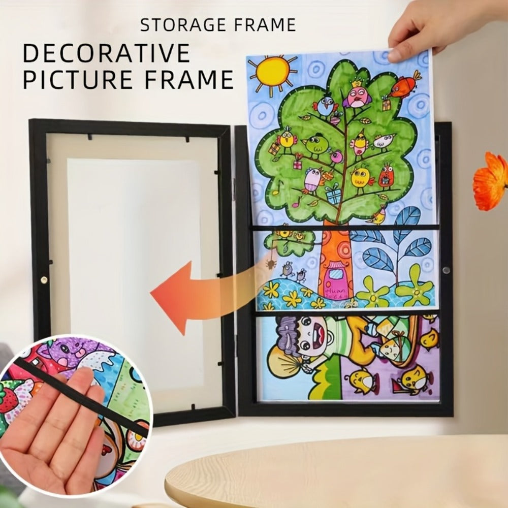 Kids Artwork Frame Front Opening Changeable 8.5x11 Children Art Display Picture Frame Holds 100+ Pieces for Drawing Crafts Photos 2 Pack 4 Pack Wood White - product image 2
