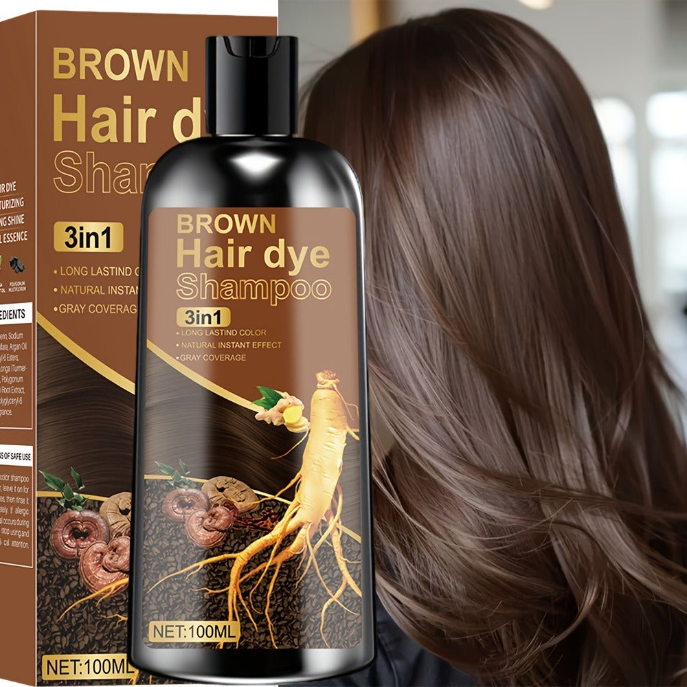 Plant Extract Hair Coloring Shampoo 100ml 3.38oz | Deep Moisturizing Scalp-Safe Gray & White Hair Coverage | Long-Lasting Botanical Color | Black Brown Chestnut Brown for Men & Wom - product image 7