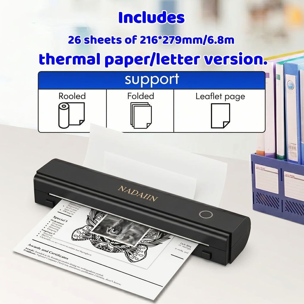 A4 Portable Inkless Thermal Printer With Paper Tray, Wireless Wireless Mobile Printer, Supports 8.5x11 Inch American Letter Paper/A4 Thermal Paper, Compatible - product image 3