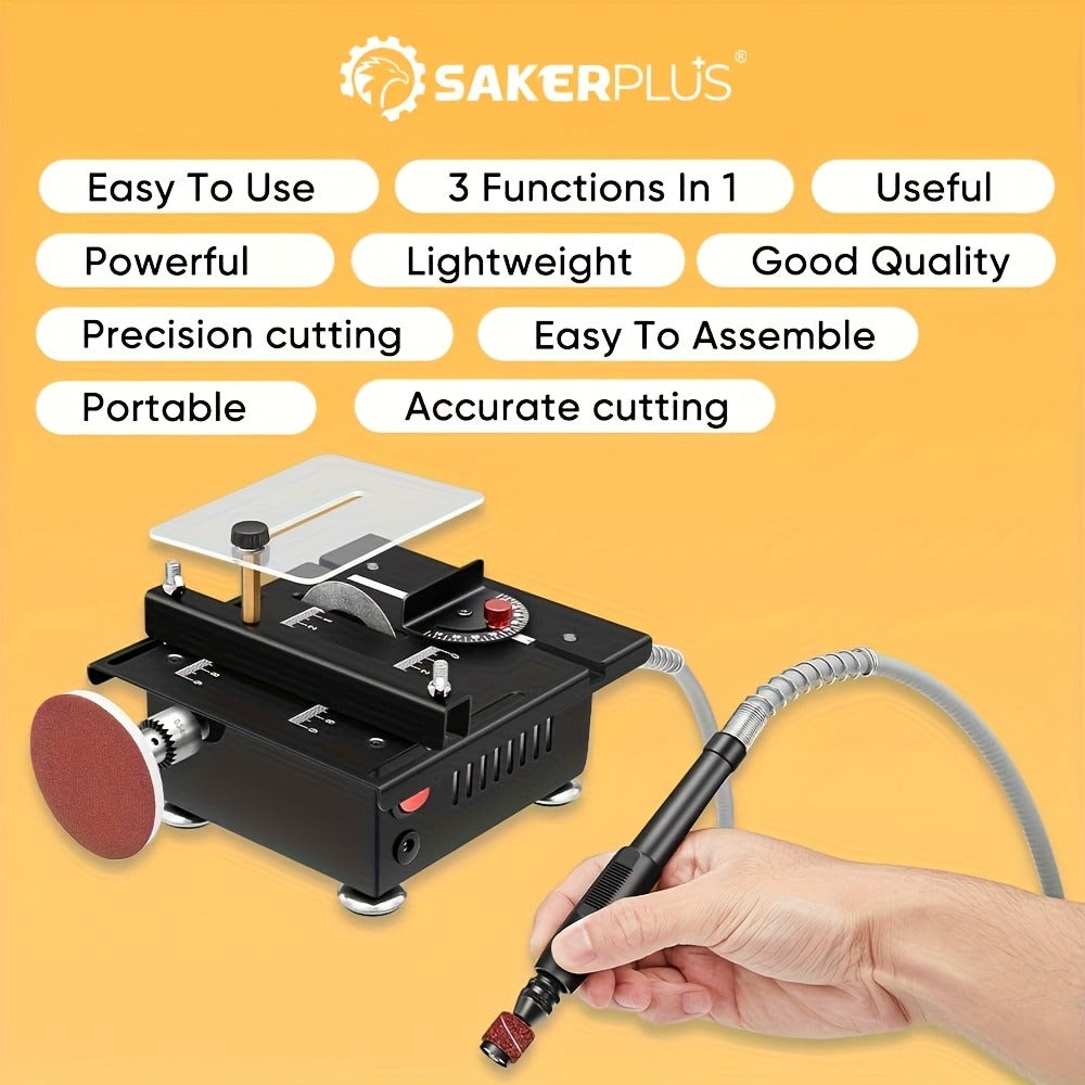 SakerPlus Mini Table Saw - 120/136pcs Multifunctional Portable All-in-One Machine, 7-Speed Adjustable, Cutting Sanding Carving Drilling for Metal, Wood & Aluminum, DIY Power Tool G - product image 11