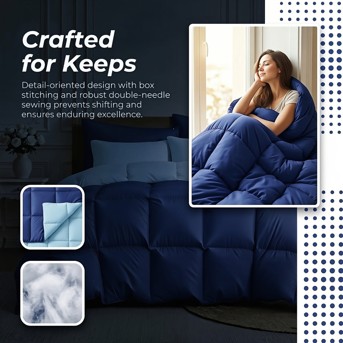 3 pcs Solid-color Diamond-quilted Comforter Set, Easy Clean, Fabric Soft Breathable, Includes 1 Comforter, 1/2 Pillow Shams, Fits All Bed Sizes Matches Various - product image 9