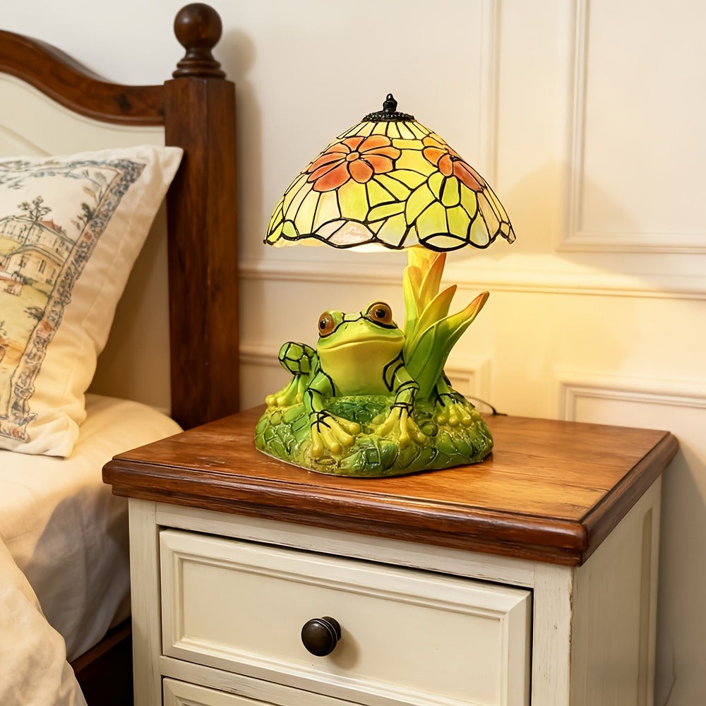 3D Frog Table Lamp Floral Painted Flower Night Light Warm Ambiance Home Decor Bedside Office Desk Study Decor Wedding Birthday Holiday Gift Cute Room Decor - product image 7