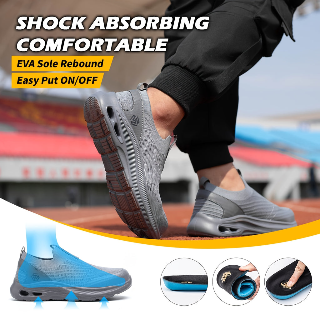 Men's Lightweight Slip-On Steel Toe Work Shoes - Comfortable Sneakers, Puncture-Resistant Loafers, Work Shoes for Men, Available in Black/Grey/Blue, Sizes US - product image 7
