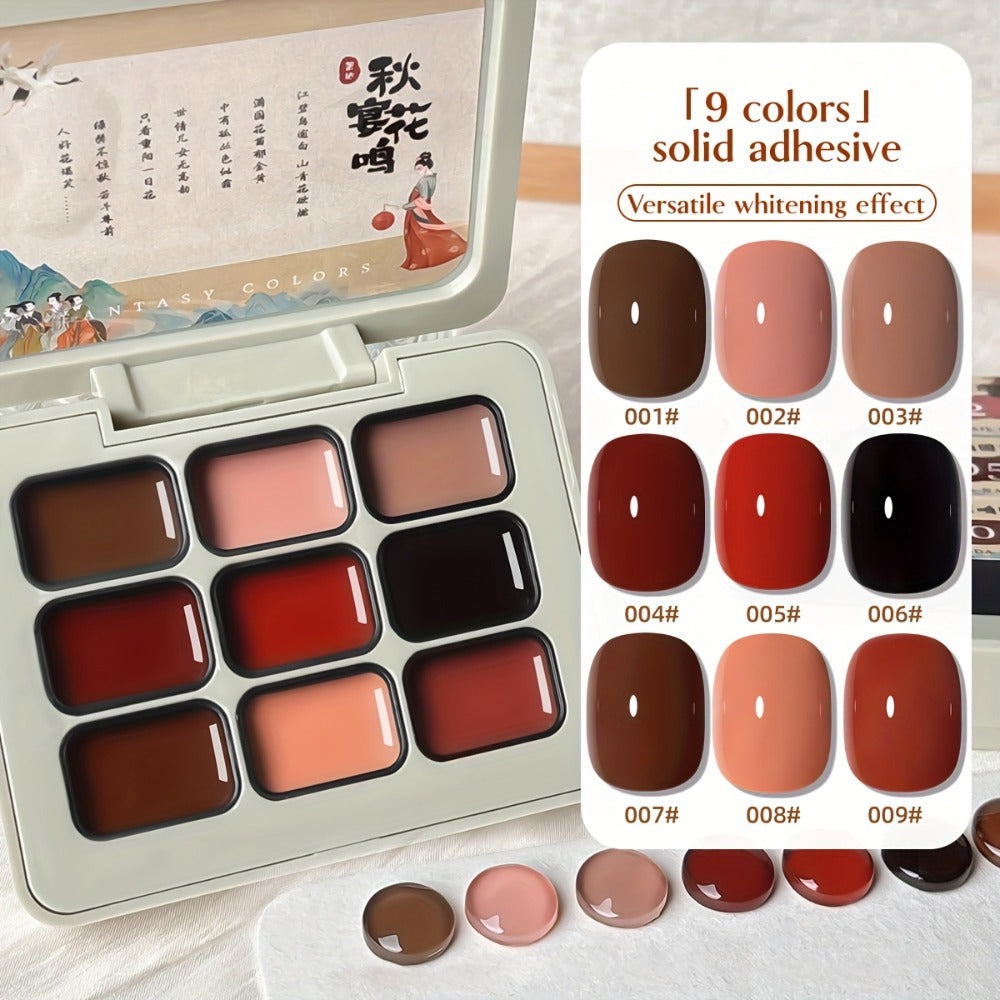Gel Nail Polish Set 9 Colors Autumn Harvest High Saturation Soak-Off LED — Alcohol-Free Long-Lasting Solid Gel Polish Kit with Light Therapy Pen for Salon & Home Manicure - product image 9