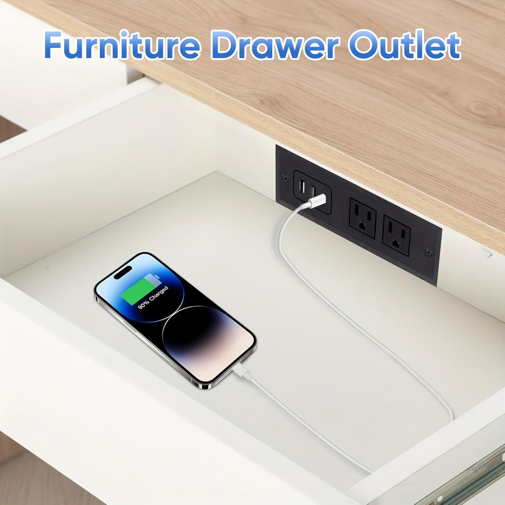 Recessed Power Strip Flush Mount Desk Outlet with USB-C & USB-A Ports In-Desk Power Grommet for Conference Room Office Table Furniture 1.5m Cord - product image 12
