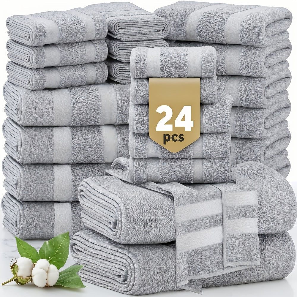 Luxury Towel Set 12 or 24 Piece Hotel Quality Cotton - Highly Absorbent Quick Dry Thick Bath Towels Hand Towels Washcloths | 7 Colors | Hotel Spa Gym Home Bathroom Essentials Gift  - product image