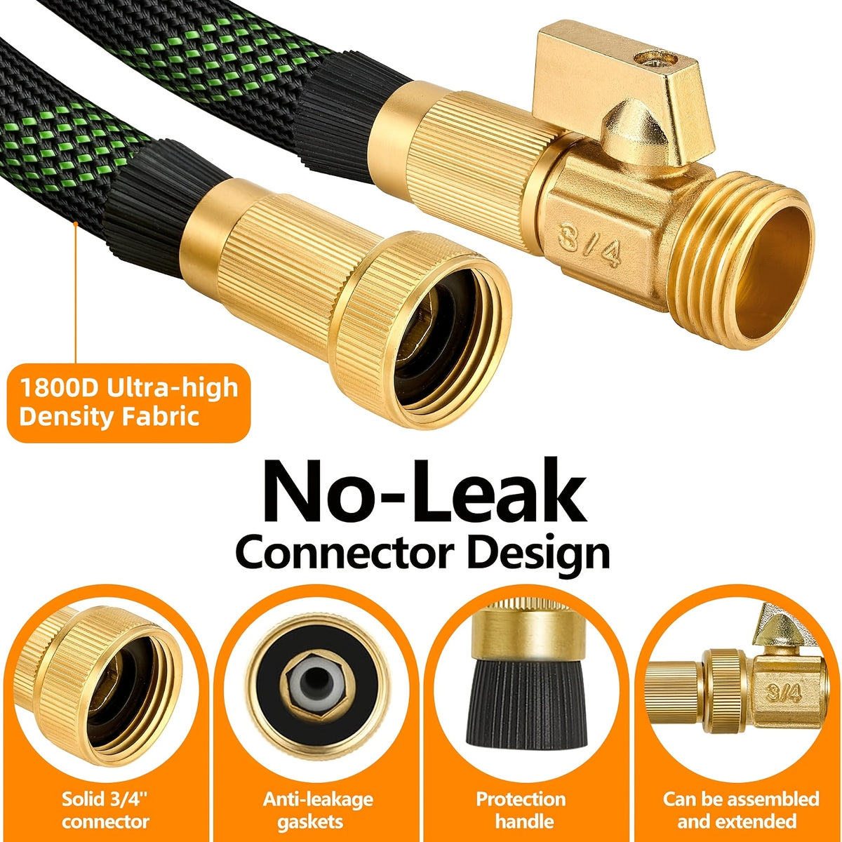 Garden Hose 100Ft/150Ft/75Ft/50Ft/25Ft/15Ft/10Ft with 10-Function High-Pressure Spray Nozzle, Lightweight, Non-Expandable Water Hose for Yard, Lawn, Car Wash - product image 10