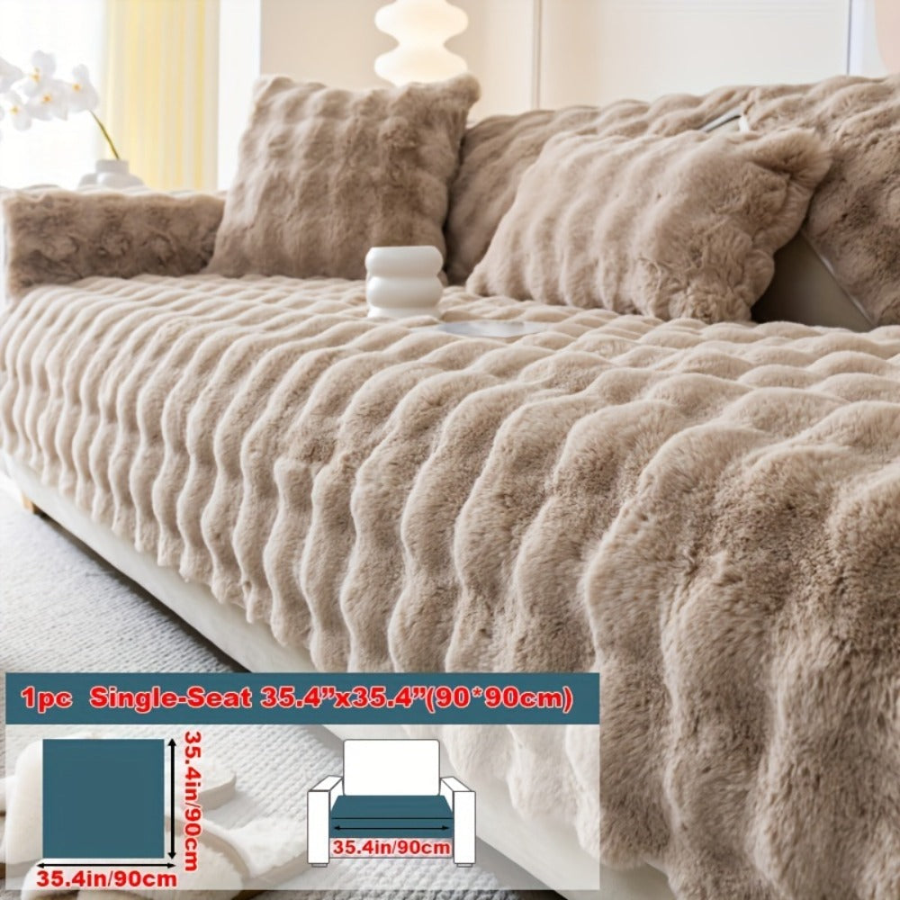 Faux Rabbit Plush Sofa Cover Winter Warm Thickened Anti-Slip Pet Friendly Cushion Protector for Living Room Bedroom Office 1 2 3 4 Seater - product image 17