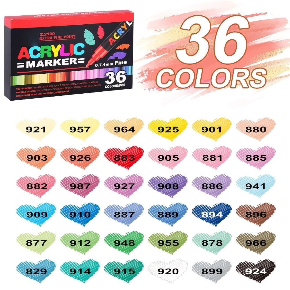 Acrylic Paint Pens Marker Set for Rock Painting Canvas Wood Glass Fabric Ceramic Fine Tip Liquid Acrylic Markers for Artists Adults Kids Available in 12 36 60 80 120 Colors for Everyday Use