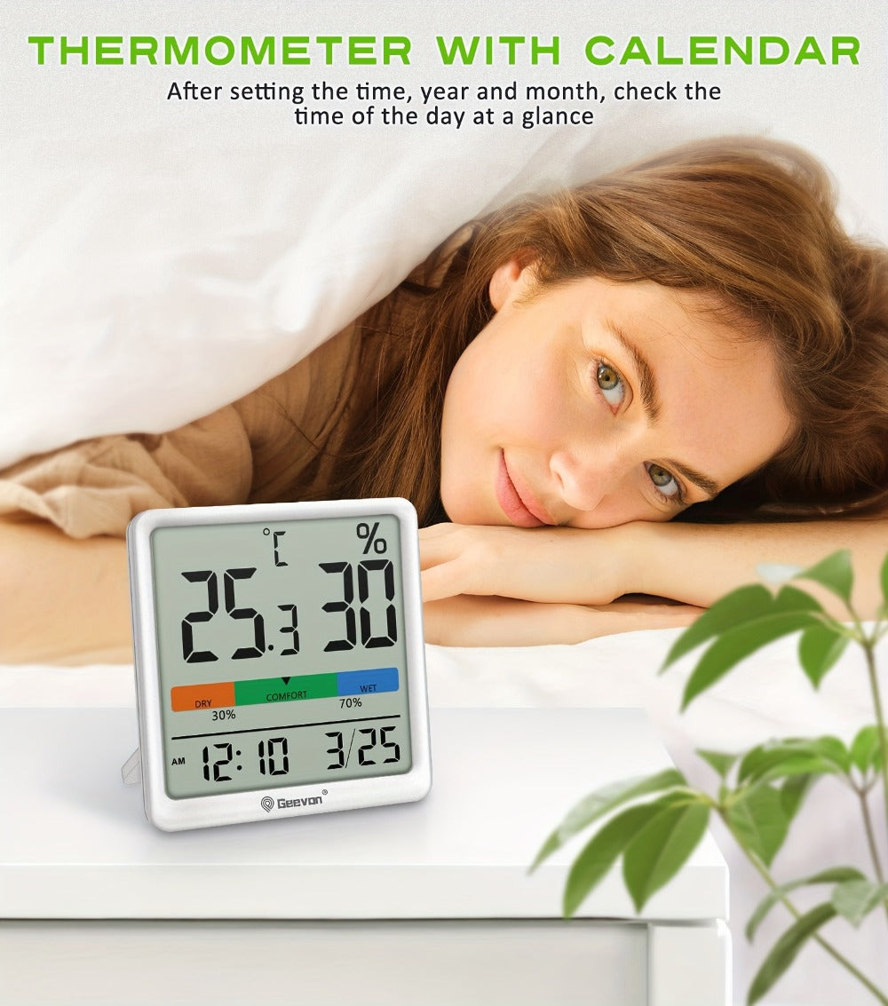 Indoor Thermometer Hygrometer Digital | Accurate Temperature Humidity Monitor with Clock & Calendar | Desktop Room Humidity Gauge for Home Office Bedroom Baby Room - product image 14