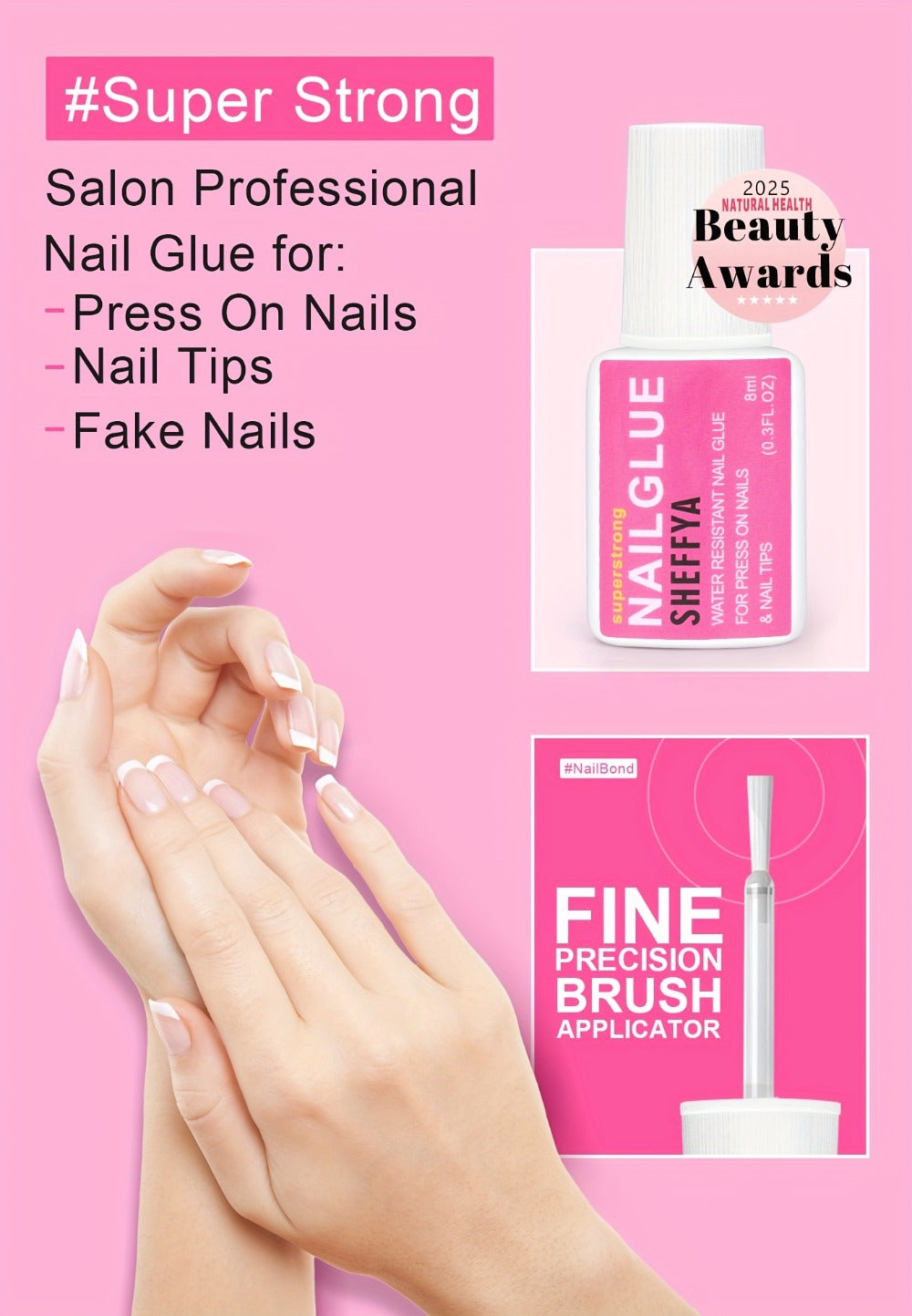 Brush-On Nail Glue Maximum Strength 0.27oz by SHEFFYA – Long-Lasting Mess-Free Precision Applicator for Press-On Nails, Nail Tips & Acrylic Nails, Salon & DIY Home Nail Art, 2pc 5p - product image 13