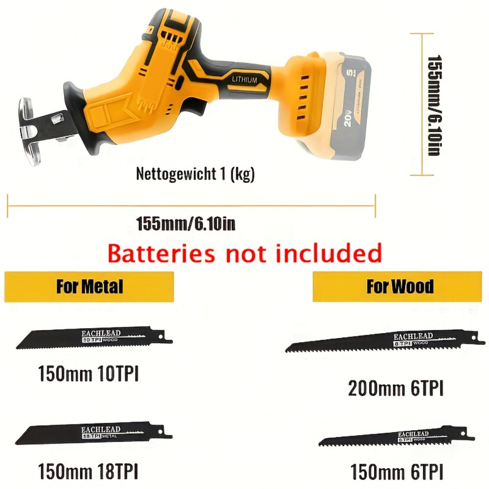 Reciprocating Saw Brushless Cordless for DeWalt 20V Battery – 0-3500 SPM Variable Speed, Tool-Free Blade Change, 4 Saw Blades Included, for Wood, Metal & PVC Cutting (Battery Not I - product image 4