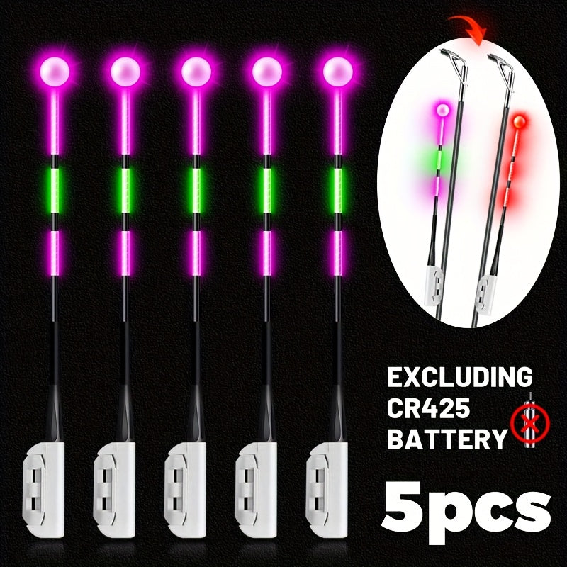 Fishing Bite Indicator Pole Tip Lights 5PCS | Gravity Sensing Color-Change Hook Alert, High-Visibility LED Night Fishing Indicators for Sea Fishing, Raft - product image