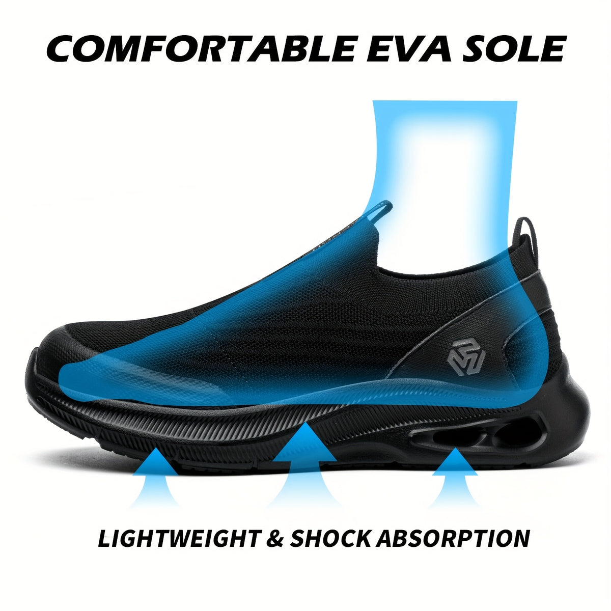 Men's Lightweight Slip-On Steel Toe Work Shoes - Comfortable Sneakers, Puncture-Resistant Loafers, Work Shoes for Men, Available in Black/Grey/Blue, Sizes US - product image 5